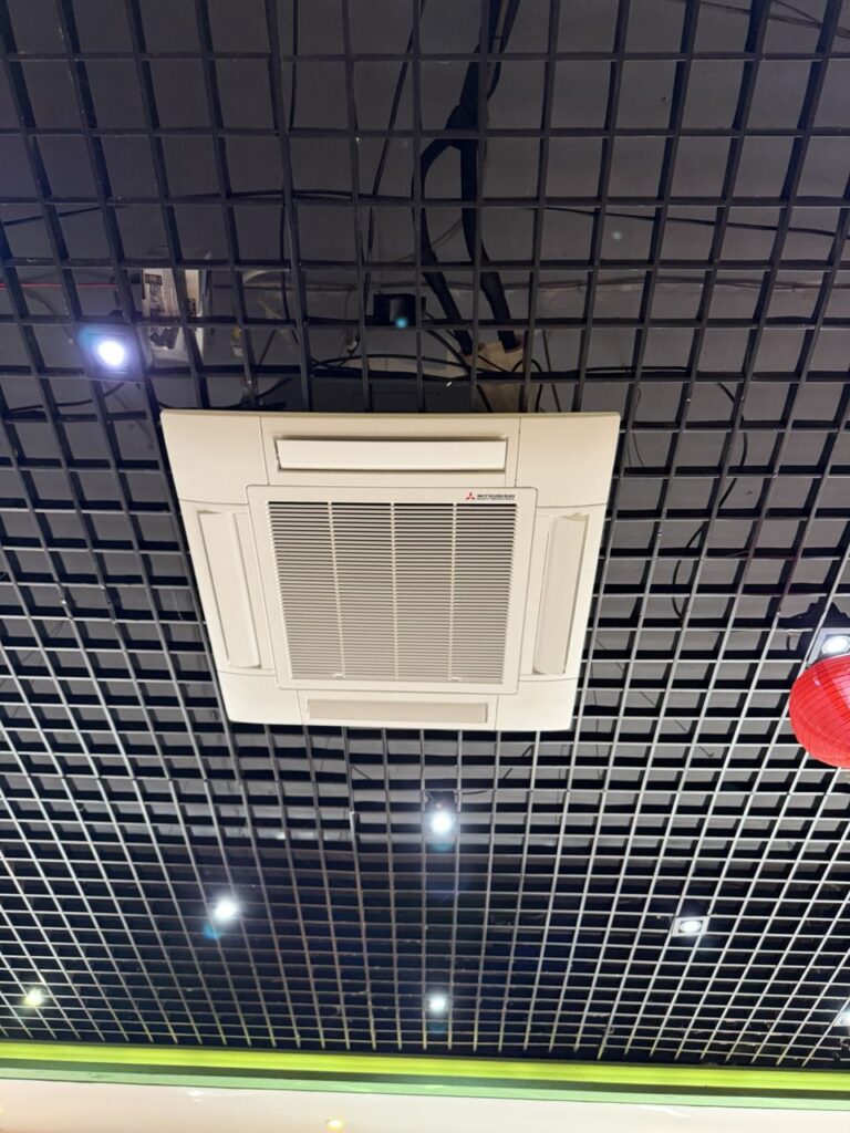 New MHI ceiling cassette in the restaurant ceiling